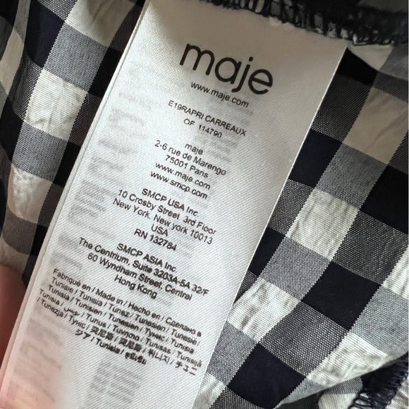 Maje rapri black and white gingham dress size 1 small - Picture 12 of 16